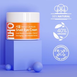SeoulCeuticals Korean Snail Mucin Eye Cream - 97.5% Snail Filtrate K Beauty Anti Aging Under Eye Anti Wrinkle Eye Treatment Cream 0.5oz SeoulCeuticals Korean Snail Mucin Eye Cream - 97.5% Snail Filtrate K Beauty Anti Aging Under Eye Anti Wrinkle Eye Treatment Cream 0.5oz