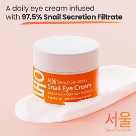 SeoulCeuticals Korean Snail Mucin Eye Cream - 97.5% Snail Filtrate K Beauty Anti Aging Under Eye Anti Wrinkle Eye Treatment Cream 0.5oz SeoulCeuticals Korean Snail Mucin Eye Cream - 97.5% Snail Filtrate K Beauty Anti Aging Under Eye Anti Wrinkle Eye Treatment Cream 0.5oz