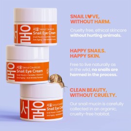 SeoulCeuticals Korean Snail Mucin Eye Cream - 97.5% Snail Filtrate K Beauty Anti Aging Under Eye Anti Wrinkle Eye Treatment Cream 0.5oz SeoulCeuticals Korean Snail Mucin Eye Cream - 97.5% Snail Filtrate K Beauty Anti Aging Under Eye Anti Wrinkle Eye Treatment Cream 0.5oz