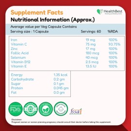 Haemobest Gentle Iron Power Capsules with Vitamin C - 60 Count - Boost Haemoglobin, Gentle on Stomachs - Non-Constipating Formula - Enhances Red Blood Cells Support Haemobest Gentle Iron Power Capsules with Vitamin C - 60 Count - Boost Haemoglobin, Gentle on Stomachs - Non-Constipating Formula - Enhances Red Blood Cells Support