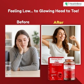 Haemobest Gentle Iron Power Capsules with Vitamin C - 60 Count - Boost Haemoglobin, Gentle on Stomachs - Non-Constipating Formula - Enhances Red Blood Cells Support Haemobest Gentle Iron Power Capsules with Vitamin C - 60 Count - Boost Haemoglobin, Gentle on Stomachs - Non-Constipating Formula - Enhances Red Blood Cells Support