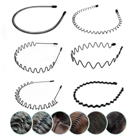 JERLITU Metal Hair Band - 6 Pieces Metal Headband for Men and Women, Adjustable, Durable, Wavy Hairband, Hair Bands for Sports, Fashion, Unisex, Black, Elastic, 6 Count JERLITU Metal Hair Band - 6 Pieces Metal Headband for Men and Women, Adjustable, Durable, Wavy Hairband, Hair Bands for Sports, Fashion, Unisex, Black, Elastic, 6 Count