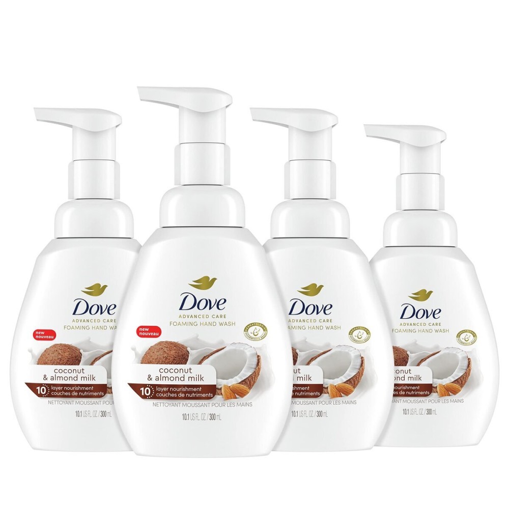 Dove Foaming Hand Wash Coconut & Almond Milk Pack of 4 Protects Skin from Dryness, More Moisturizers than the Leading Ordinary Hand Soap, 10.1 oz Dove Foaming Hand Wash Coconut & Almond Milk Pack of 4 Protects Skin from Dryness, More Moisturizers than the Leading Ordinary Hand Soap, 10.1 oz