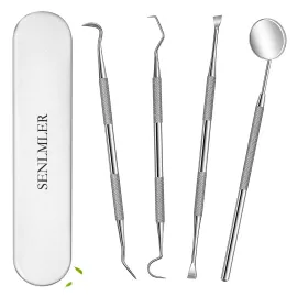 SENLMLER Dental Tools, Professional Plaque Remover Teeth Cleaning Tool Kit, Stainless Steel Dental Pick Tartar Scraper Tooth Cleaner, Oral Care Hygiene Set for Dentist Personal Pets with Storage Box SENLMLER Dental Tools, Professional Plaque Remover Teeth Cleaning Tool Kit, Stainless Steel Dental Pick Tartar Scraper Tooth Cleaner, Oral Care Hygiene Set for Dentist Personal Pets with Storage Box
