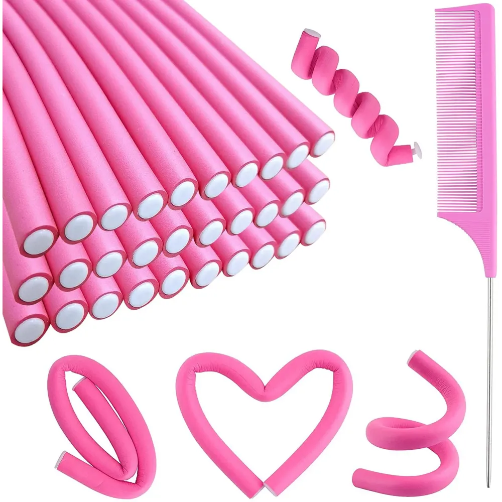 30PCS 9.45 Flexi Rods Curlers Set for Short and Long Hair, No Heat Foam Rollers with Steel Comb Buytta 30PCS 9.45 Flexi Rods Curlers Set for Short and Long Hair, No Heat Foam Rollers with Steel Comb Buytta