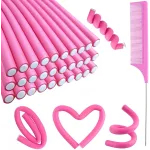 30PCS 9.45 Flexi Rods Curlers Set for Short and Long Hair, No Heat Foam Rollers with Steel Comb Buytta