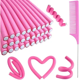 30PCS 9.45 Flexi Rods Curlers Set for Short and Long Hair, No Heat Foam Rollers with Steel Comb Buytta 30PCS 9.45 Flexi Rods Curlers Set for Short and Long Hair, No Heat Foam Rollers with Steel Comb Buytta