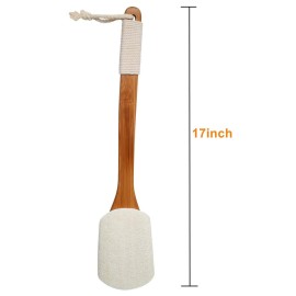 Leotruny 100% Natural Exfoliating Loofah with Long Wooden Handle Shower Back Brush (Off-White (1 Pack)) Leotruny 100% Natural Exfoliating Loofah with Long Wooden Handle Shower Back Brush (Off-White (1 Pack))
