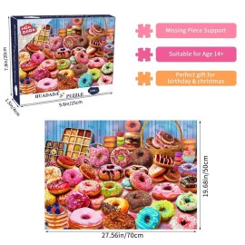 HUADADA Jigsaw Puzzles for Adults 1000 Pieces, Donuts Interlock Perfectly Letter on Back No Dust, Home Decor Birthday Party Gift Toy for Men Women Olders Seniors (27.5x19.6), 1:1 Poster HUADADA Jigsaw Puzzles for Adults 1000 Pieces, Donuts Interlock Perfectly Letter on Back No Dust, Home Decor Birthday Party Gift Toy for Men Women Olders Seniors (27.5x19.6), 1:1 Poster