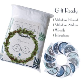 Yoothy Baby Monthly Milestone Blanket for Boy Girl Gender Neutral Gift for Baby Shower, Mountain Blanket for Newborn Picture, Wreath &12 Stickers Included, Soft Flannel Blanket 45\'\'x40\'\' Yoothy Baby Monthly Milestone Blanket for Boy Girl Gender Neutral Gift for Baby Shower, Mountain Blanket for Newborn Picture, Wreath &12 Stickers Included, Soft Flannel Blanket 45\'\'x40\'\'