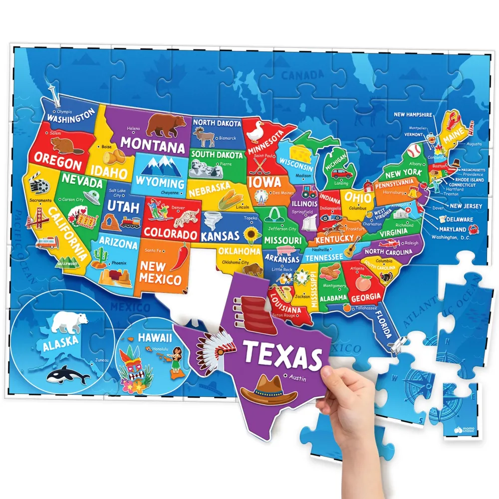 United States Puzzles for Kids Ages 4-6 - Educational Toys for Boys & Girls - 70Pcs USA Map Kids Puzzle with 50 States & Capitals - Floor Jigsaw Puzzles - Fun Learning Activities & Gifts for Children United States Puzzles for Kids Ages 4-6 - Educational Toys for Boys & Girls - 70Pcs USA Map Kids Puzzle with 50 States & Capitals - Floor Jigsaw Puzzles - Fun Learning Activities & Gifts for Children