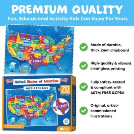 United States Puzzles for Kids Ages 4-6 - Educational Toys for Boys & Girls - 70Pcs USA Map Kids Puzzle with 50 States & Capitals - Floor Jigsaw Puzzles - Fun Learning Activities & Gifts for Children United States Puzzles for Kids Ages 4-6 - Educational Toys for Boys & Girls - 70Pcs USA Map Kids Puzzle with 50 States & Capitals - Floor Jigsaw Puzzles - Fun Learning Activities & Gifts for Children
