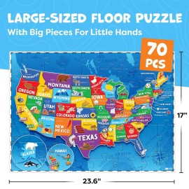United States Puzzles for Kids Ages 4-6 - Educational Toys for Boys & Girls - 70Pcs USA Map Kids Puzzle with 50 States & Capitals - Floor Jigsaw Puzzles - Fun Learning Activities & Gifts for Children United States Puzzles for Kids Ages 4-6 - Educational Toys for Boys & Girls - 70Pcs USA Map Kids Puzzle with 50 States & Capitals - Floor Jigsaw Puzzles - Fun Learning Activities & Gifts for Children