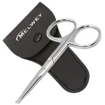 Melwey Rounded Stainless Steel Facial Hair Scissors/Safety Scissor for - Nose, Eyebrows, Facial Hair, Eyelashes, Moustache, Beard Trimming, Baby Nail.