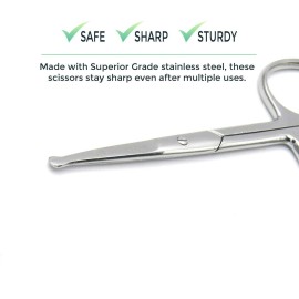 Melwey Rounded Stainless Steel Facial Hair Scissors/Safety Scissor for - Nose, Eyebrows, Facial Hair, Eyelashes, Moustache, Beard Trimming, Baby Nail.