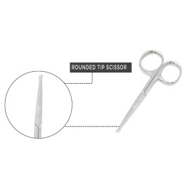 Melwey Rounded Stainless Steel Facial Hair Scissors/Safety Scissor for - Nose, Eyebrows, Facial Hair, Eyelashes, Moustache, Beard Trimming, Baby Nail.