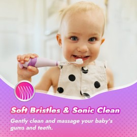 Papablic Toddler Sonic Electric Toothbrush Kids for Ages 1-3 Years, Baby Electric Toothbrush with Cute Unicorn Cover and Smart LED Timer, 4 Brush Heads (Arya) Papablic Toddler Sonic Electric Toothbrush Kids for Ages 1-3 Years, Baby Electric Toothbrush with Cute Unicorn Cover and Smart LED Timer, 4 Brush Heads (Arya)