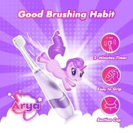 Papablic Toddler Sonic Electric Toothbrush Kids for Ages 1-3 Years, Baby Electric Toothbrush with Cute Unicorn Cover and Smart LED Timer, 4 Brush Heads (Arya) Papablic Toddler Sonic Electric Toothbrush Kids for Ages 1-3 Years, Baby Electric Toothbrush with Cute Unicorn Cover and Smart LED Timer, 4 Brush Heads (Arya)