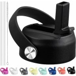 Straw Lid for Hydro Flask Wide Mouth Water Bottles, Top Lids with Straw Compatible with Hydro Flask 32 41 oz, Replacement Cap Wide Mouth Accessories Flip Lid Flex Handle, Black