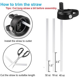 Straw Lid for Hydro Flask Wide Mouth Water Bottles, Top Lids with Straw Compatible with Hydro Flask 32 41 oz, Replacement Cap Wide Mouth Accessories Flip Lid Flex Handle, Black