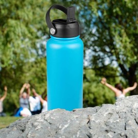 Straw Lid for Hydro Flask Wide Mouth Water Bottles, Top Lids with Straw Compatible with Hydro Flask 32 41 oz, Replacement Cap Wide Mouth Accessories Flip Lid Flex Handle, Black