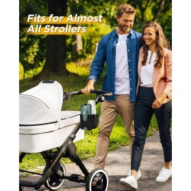 Universal Stroller Cup Holder with Mobile Phone Case, 2-in-1 Strollers Storage Rack, 360 Degrees Rotation Drink Holder for Bike, Pushchair, Wheelchair, Walker,Bicycle, Fits Most Cups