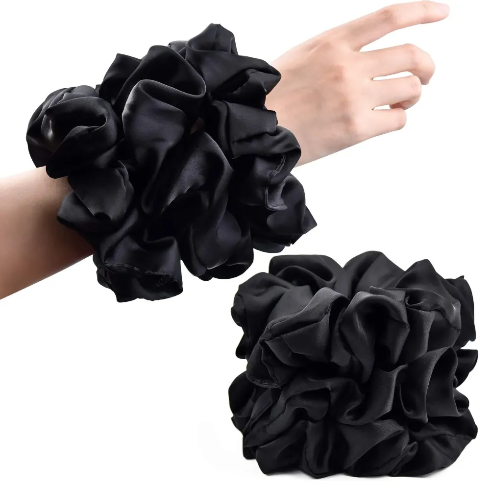 CEELGON Black Big Scrunchies for Women 6.3Inches Large Scrunchie Satin Oversized Silk Thick Elastic Hair Ties Jumbo Hair Scrunchies 6 Pack (Black) CEELGON Black Big Scrunchies for Women 6.3Inches Large Scrunchie Satin Oversized Silk Thick Elastic Hair Ties Jumbo Hair Scrunchies 6 Pack (Black)