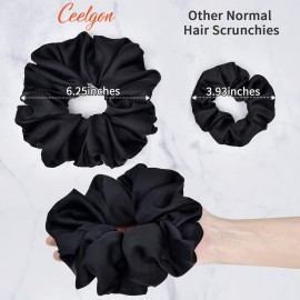 CEELGON Black Big Scrunchies for Women 6.3Inches Large Scrunchie Satin Oversized Silk Thick Elastic Hair Ties Jumbo Hair Scrunchies 6 Pack (Black) CEELGON Black Big Scrunchies for Women 6.3Inches Large Scrunchie Satin Oversized Silk Thick Elastic Hair Ties Jumbo Hair Scrunchies 6 Pack (Black)