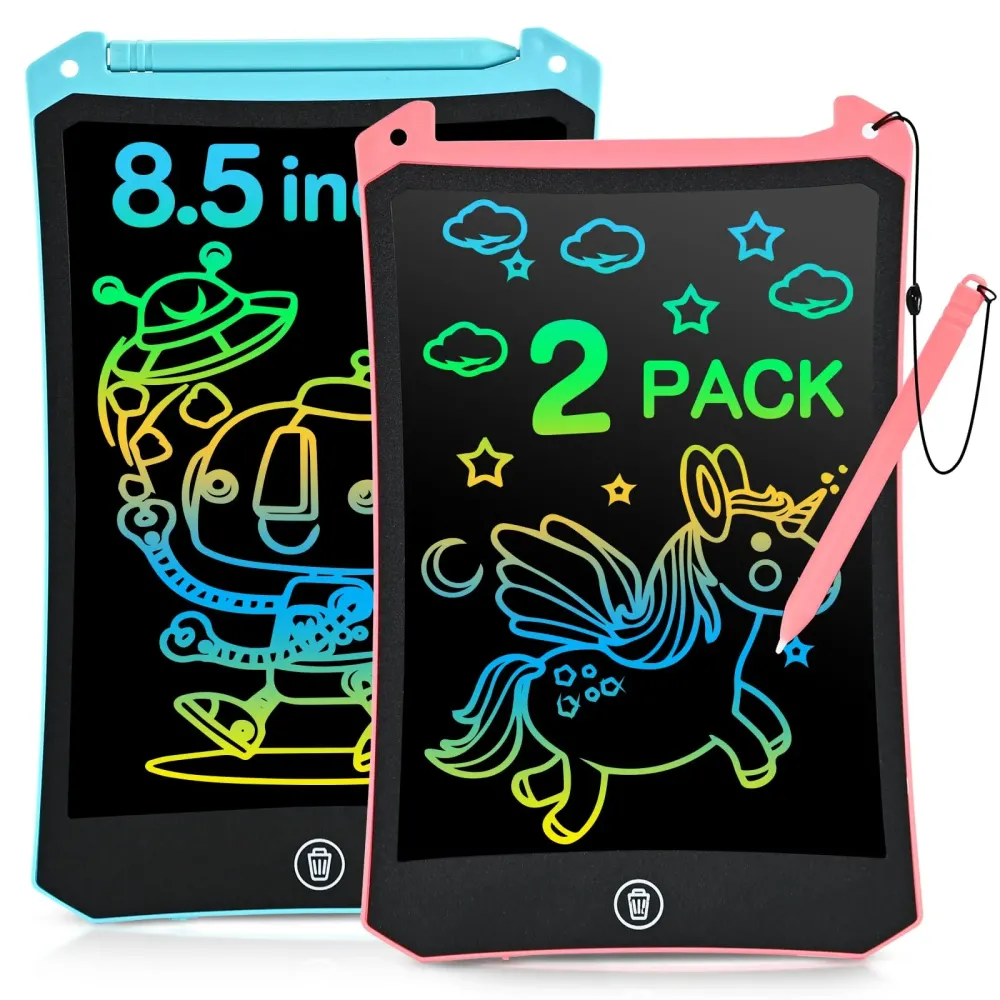 LCD Writing Tablet, 2 Pack Toddler Kids Toys, 8.5 Inch Coloring Books Drawing Pad, Travel Essentials Airplane Toys Road Trip Activities, Birthday Gifts for Girls Boys Age 3-8