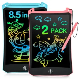 LCD Writing Tablet, 2 Pack Toddler Kids Toys, 8.5 Inch Coloring Books Drawing Pad, Travel Essentials Airplane Toys Road Trip Activities, Birthday Gifts for Girls Boys Age 3-8