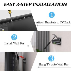 No Stud TV Wall Mount, Drywall Studless TV Hanger No Damage, No Drill, Non Screws, Dry Wall Flat Screen TVs Easy Install Bar Bracket fits VESA 12-55 inch TVs up to 99 lbs, Include Hardware Levels No Stud TV Wall Mount, Drywall Studless TV Hanger No Damage, No Drill, Non Screws, Dry Wall Flat Screen TVs Easy Install Bar Bracket fits VESA 12-55 inch TVs up to 99 lbs, Include Hardware Levels