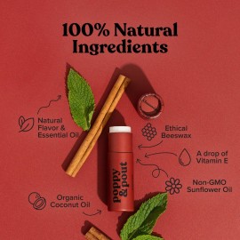 Poppy & Pout Cinnamint Jumbo Lip Balm | All Natural Lip Balms & Moisturizers | Hydrates with Beeswax, Vitamin E, Organic Coconut Oil | Cruelty-Free | Lip Balm in Recyclable Cardboard Tube Poppy & Pout Cinnamint Jumbo Lip Balm | All Natural Lip Balms & Moisturizers | Hydrates with Beeswax, Vitamin E, Organic Coconut Oil | Cruelty-Free | Lip Balm in Recyclable Cardboard Tube