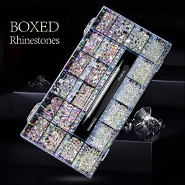 Yzzseven 12 Types of 600 Crystal AB Diamonds + 2500 Flat Rhinestones Mix 20 Styles Flatback DIY Crafts Rhinestone Crystals 3D Ornaments Flat Back Stones Set + Tweezers + Drill Pen Yzzseven 12 Types of 600 Crystal AB Diamonds + 2500 Flat Rhinestones Mix 20 Styles Flatback DIY Crafts Rhinestone Crystals 3D Ornaments Flat Back Stones Set + Tweezers + Drill Pen