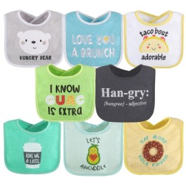 The Peanutshell Baby Boy or Girl Terry Bibs Set of 10-100% Cotton, Soft, Absorbent Baby Bibs, Unisex Toddler Boy or Girl Set, Newborn & Infant - Han-Gry