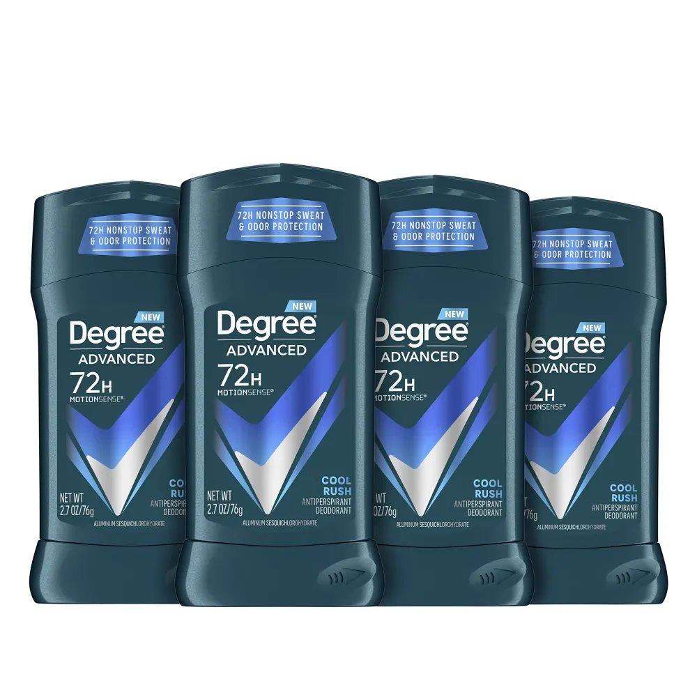 Degree Men Advanced Protection Antiperspirant Deodorant Cool Rush 4 count 72-Hour Sweat and Odor Protection Antiperspirant For Men With MotionSense Technology 2.7 oz Degree Men Advanced Protection Antiperspirant Deodorant Cool Rush 4 count 72-Hour Sweat and Odor Protection Antiperspirant For Men With MotionSense Technology 2.7 oz