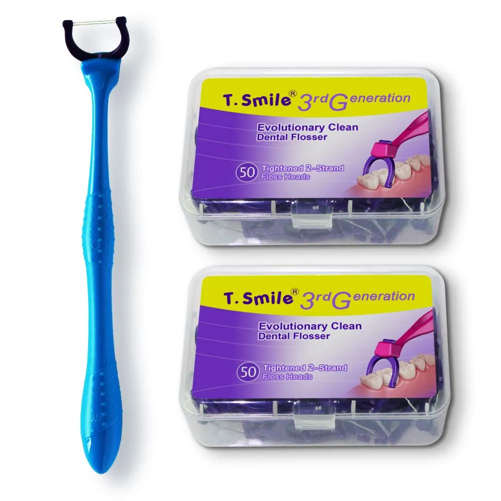 T.Smile Evolutionary Clean Dental Flossers, Kit of Refills Plus Long Handle (1 Handle + 100 Refills) T.Smile Evolutionary Clean Dental Flossers, Kit of Refills Plus Long Handle (1 Handle + 100 Refills)