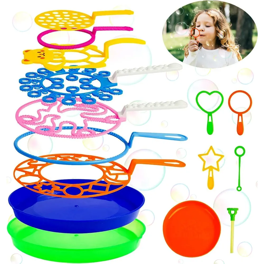 Roberly 15 Pack Bubble Wands Set with Tray Bulk Funny Bubble Making Toy for Kids - Summer Outdoor Toys & Also Gifts for Kids Birthday Games Party Favors Roberly 15 Pack Bubble Wands Set with Tray Bulk Funny Bubble Making Toy for Kids - Summer Outdoor Toys & Also Gifts for Kids Birthday Games Party Favors
