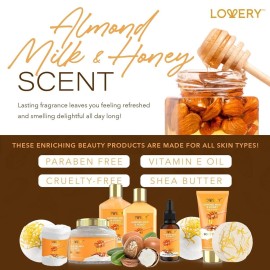 Gift Basket for Women - 10 Pc Almond Milk & Honey Beauty & Personal Care Set - Home Bath Pampering Package for Relaxing - Spa Self Care Kit - Thank You, Birthday, Mom, Anniversary Gift Gift Basket for Women - 10 Pc Almond Milk & Honey Beauty & Personal Care Set - Home Bath Pampering Package for Relaxing - Spa Self Care Kit - Thank You, Birthday, Mom, Anniversary Gift