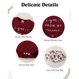 Mioglrie Newborn Baby Girl Clothes Romper Shorts Set Ruffle Infant Knitted Girls\' Clothing Daddys Little Maroon 0-3 Months Mioglrie Newborn Baby Girl Clothes Romper Shorts Set Ruffle Infant Knitted Girls\' Clothing Daddys Little Maroon 0-3 Months