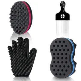 Magic Twist Hair Sponges Set, Big Holes Sponge Brush for Hair, Curling Sponge Glove for Men Women Curls with Metal Afro Pick(6.7 inch) Magic Twist Hair Sponges Set, Big Holes Sponge Brush for Hair, Curling Sponge Glove for Men Women Curls with Metal Afro Pick(6.7 inch)