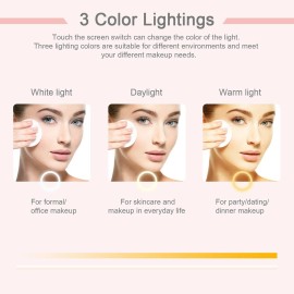 deweisn Folding Travel Mirror Lighted Makeup Mirror with 72 LEDs 3 Colors Light Modes, USB Rechargable, Portable, Ultra Thin, CompactVanity Mirror with Touch Screen Dimming for Cosmetic (Pink) deweisn Folding Travel Mirror Lighted Makeup Mirror with 72 LEDs 3 Colors Light Modes, USB Rechargable, Portable, Ultra Thin, CompactVanity Mirror with Touch Screen Dimming for Cosmetic (Pink)