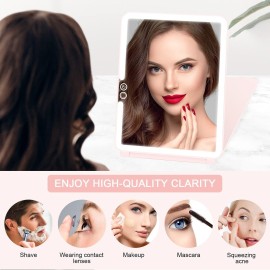 deweisn Folding Travel Mirror Lighted Makeup Mirror with 72 LEDs 3 Colors Light Modes, USB Rechargable, Portable, Ultra Thin, CompactVanity Mirror with Touch Screen Dimming for Cosmetic (Pink) deweisn Folding Travel Mirror Lighted Makeup Mirror with 72 LEDs 3 Colors Light Modes, USB Rechargable, Portable, Ultra Thin, CompactVanity Mirror with Touch Screen Dimming for Cosmetic (Pink)