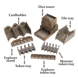 SMONEX Wooden Organizer Compatible with Betrayal at House on The Hill - Storage Organizer with Engraved Design and Amazing Dice Tower - Ideal as Board Game Accessories or Gifts for Board Games Fans SMONEX Wooden Organizer Compatible with Betrayal at House on The Hill - Storage Organizer with Engraved Design and Amazing Dice Tower - Ideal as Board Game Accessories or Gifts for Board Games Fans