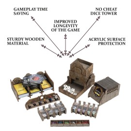 SMONEX Wooden Organizer Compatible with Betrayal at House on The Hill - Storage Organizer with Engraved Design and Amazing Dice Tower - Ideal as Board Game Accessories or Gifts for Board Games Fans SMONEX Wooden Organizer Compatible with Betrayal at House on The Hill - Storage Organizer with Engraved Design and Amazing Dice Tower - Ideal as Board Game Accessories or Gifts for Board Games Fans