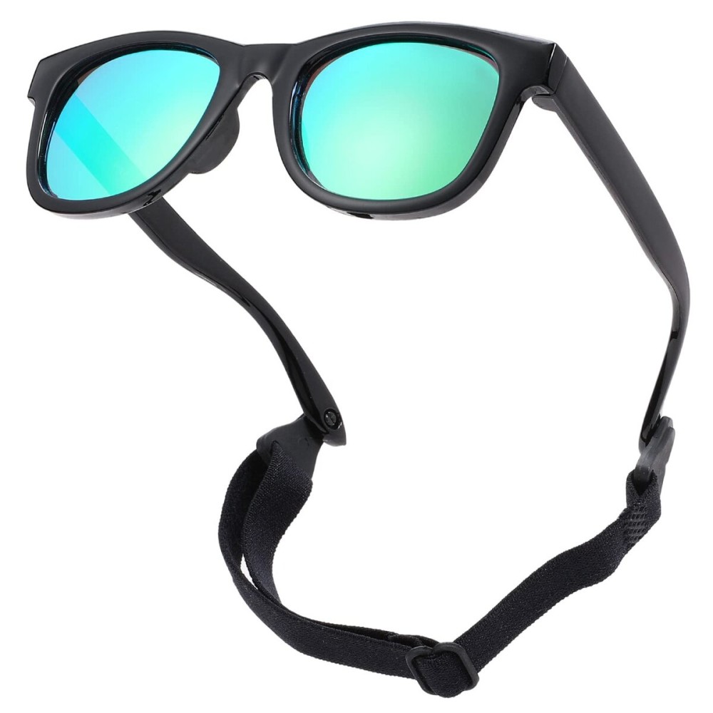 COASION Bendable Flexible Polarized Newborn Baby Sunglasses with Strap for Infant Boys Girls Age 0-12 Months (Black/Green Mirror) COASION Bendable Flexible Polarized Newborn Baby Sunglasses with Strap for Infant Boys Girls Age 0-12 Months (Black/Green Mirror)