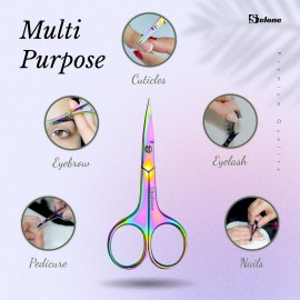 Stelone Professional Grooming Scissors - Eyebrow Scissors - Small Curved Stainless Steel Manicure & Beauty Scissor for Women