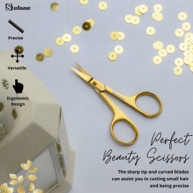 Stelone Professional Grooming Scissors Eyebrow Scissors Small Curved Stainless Steel Manicure & Beauty Scissor for Women
