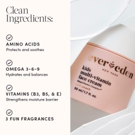 Evereden Kids Face Cream: Cool Peach, 1.7 oz. | Kids Face Lotion | Clean and Non-Toxic Kids Face Moisturizer | Multi-Vitamin Skin Care for Kids