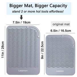Large Heat Resistant Mat for Curling Irons, Hair Straightener, Flat Irons and Hair Styling Tools 11 x 7.5, Grey Large Heat Resistant Mat for Curling Irons, Hair Straightener, Flat Irons and Hair Styling Tools 11 x 7.5, Grey