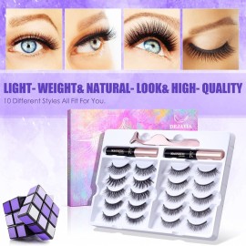 DEJAVIA Magnetic Lashes [10 Pairs], Premium Natural Looking Magnetic Eyelashes with Eyeliner KitReusable Lightweight Wispy Strong Magnetic Eyelashes with Applicator and Tweezers, No Glue Needed